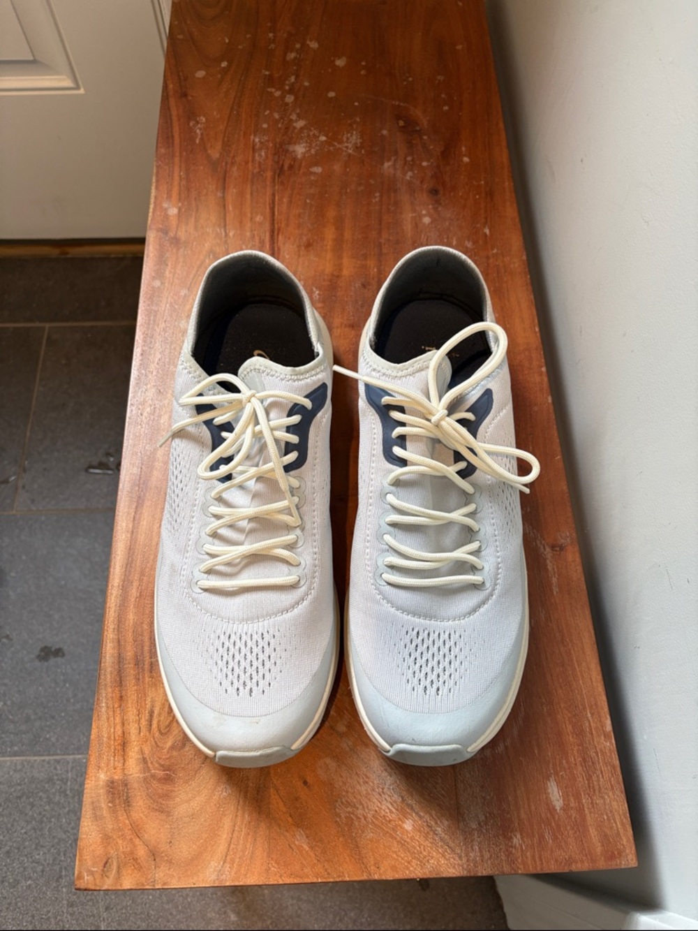 OluKai Light Gray Knit Slip-On with Navy Insole